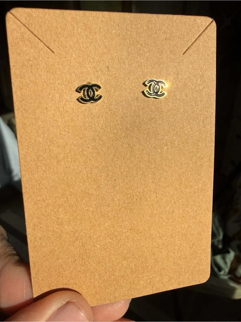 Gold black Stud Earrings -